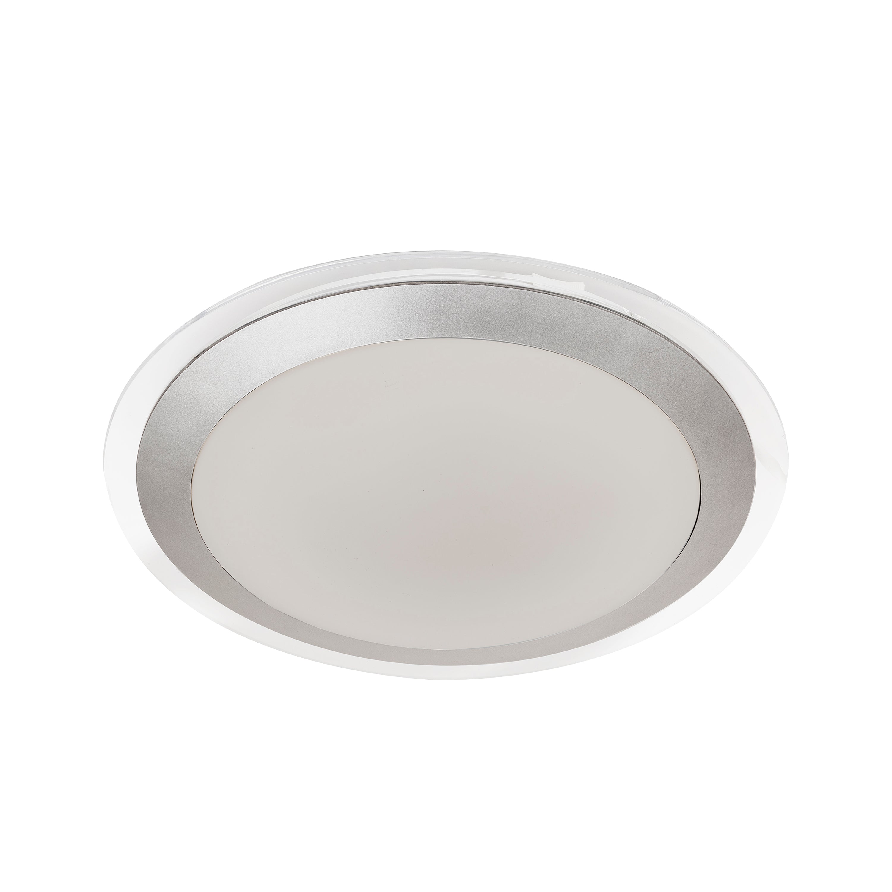 Searchlight Silver LED IP44 Flush Light With White Acrylic Shade