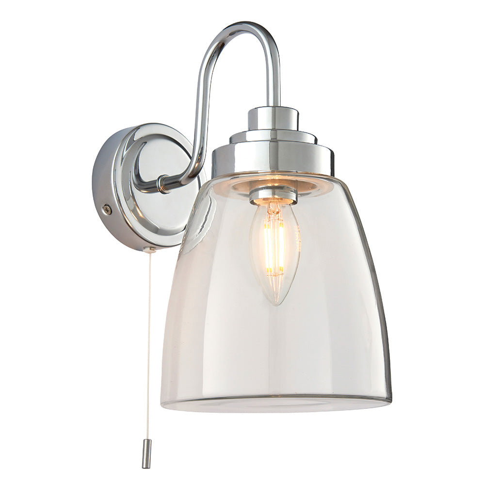 Endon Ashbury Single Light Wall Light - Clear Glass & Chrome Plate
