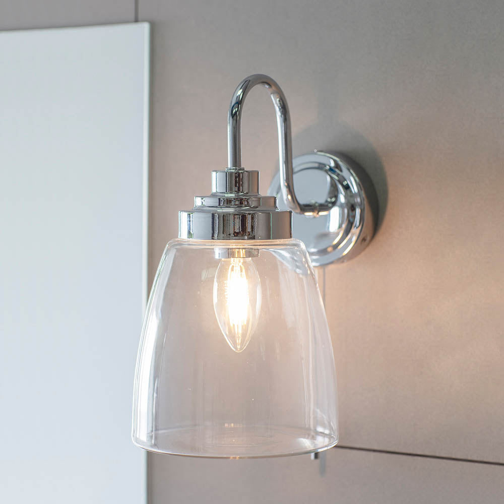 Endon Ashbury Single Light Wall Light - Clear Glass & Chrome Plate