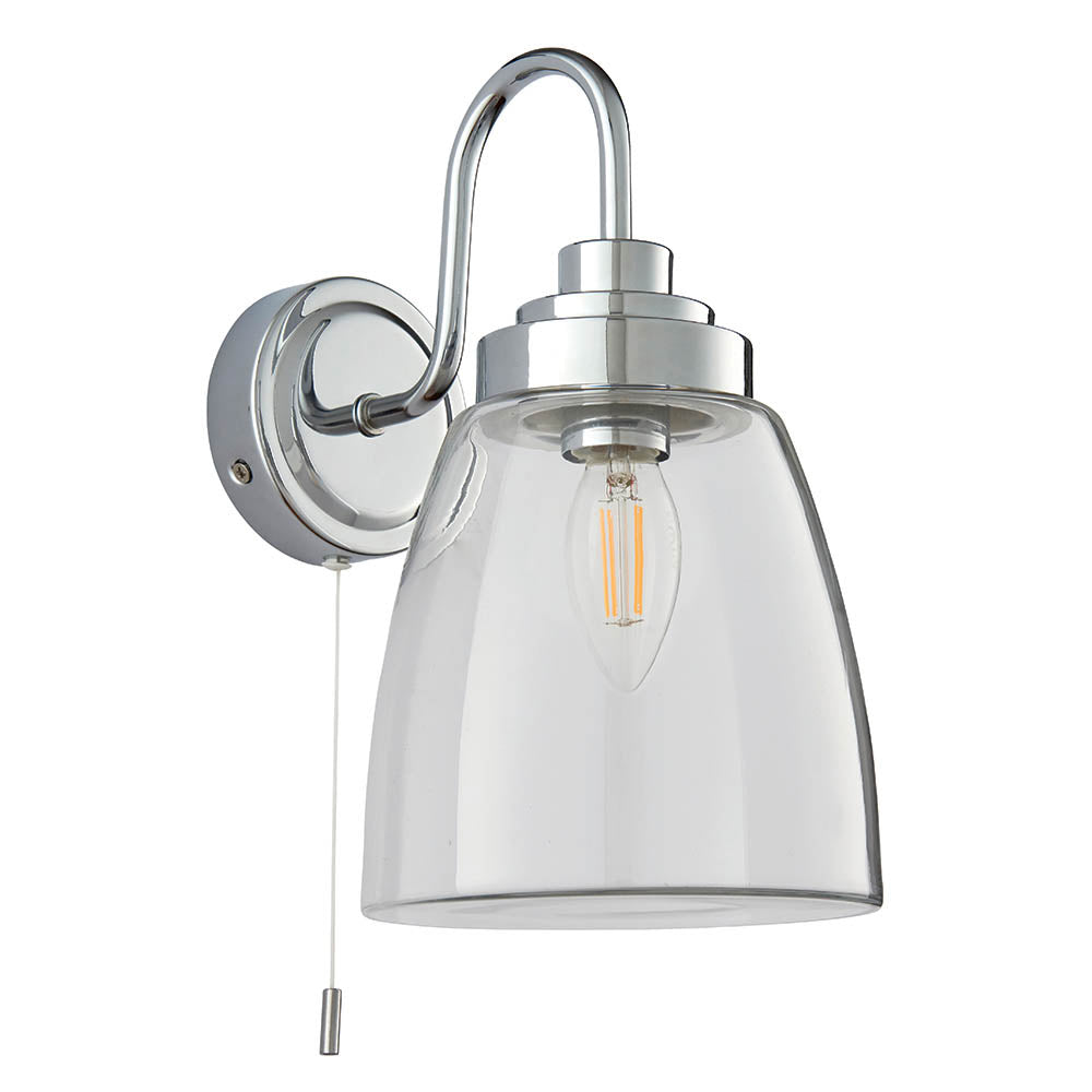 Endon Ashbury Single Light Wall Light - Clear Glass & Chrome Plate