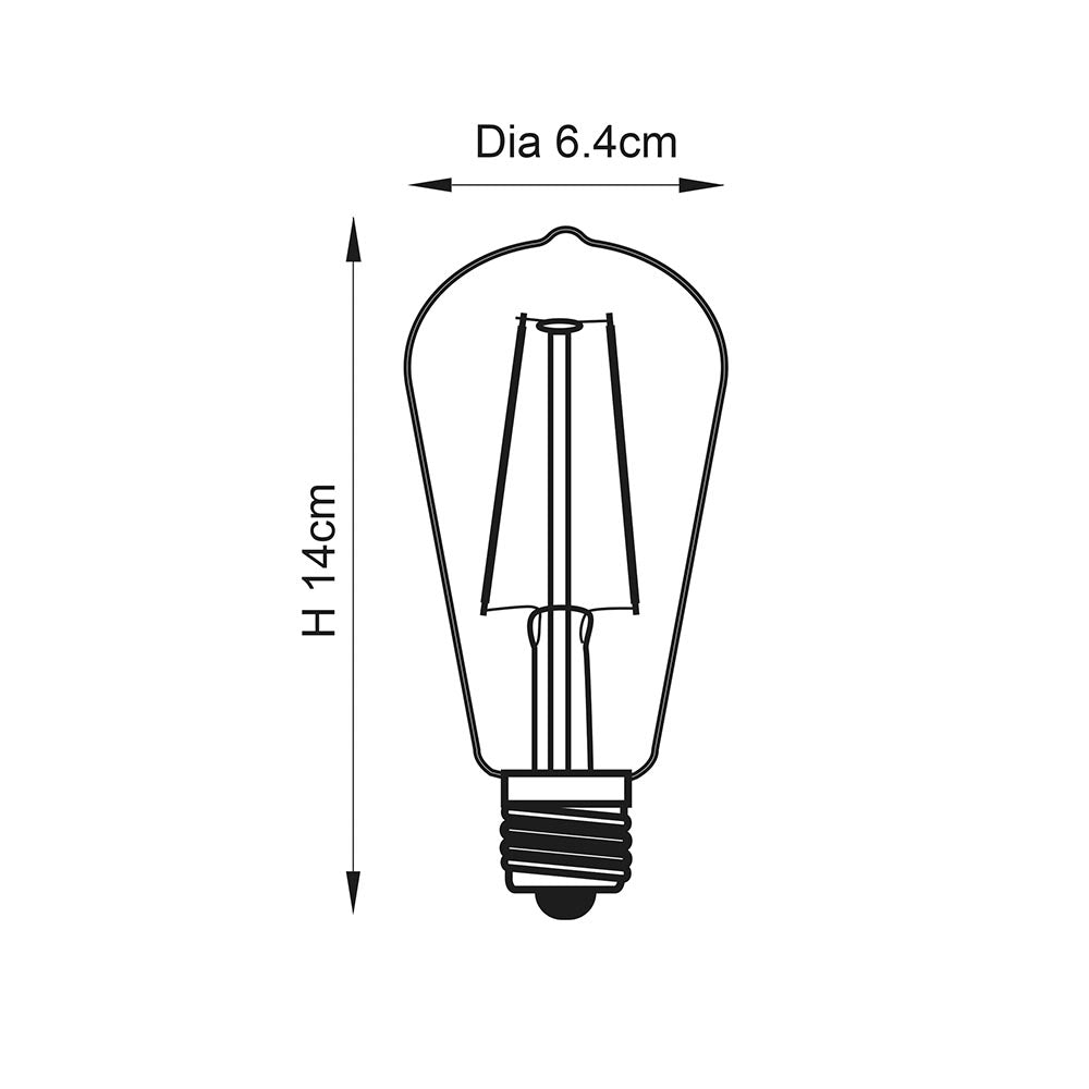 Endon E27 LED 2W Pear Shaped Bulb - 2000K - Non-Dimmable - Amber Glass