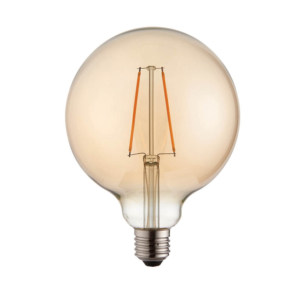 Endon E27 LED 2W 125mm Globe Bulb - 2000K - Non-Dimmable - Amber Glass