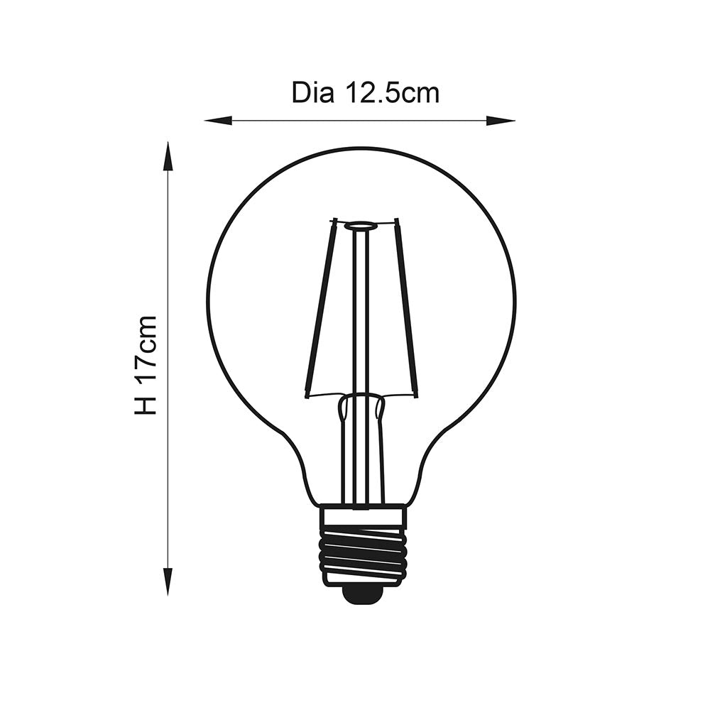 Endon E27 LED 2W 125mm Globe Bulb - 2000K - Non-Dimmable - Amber Glass