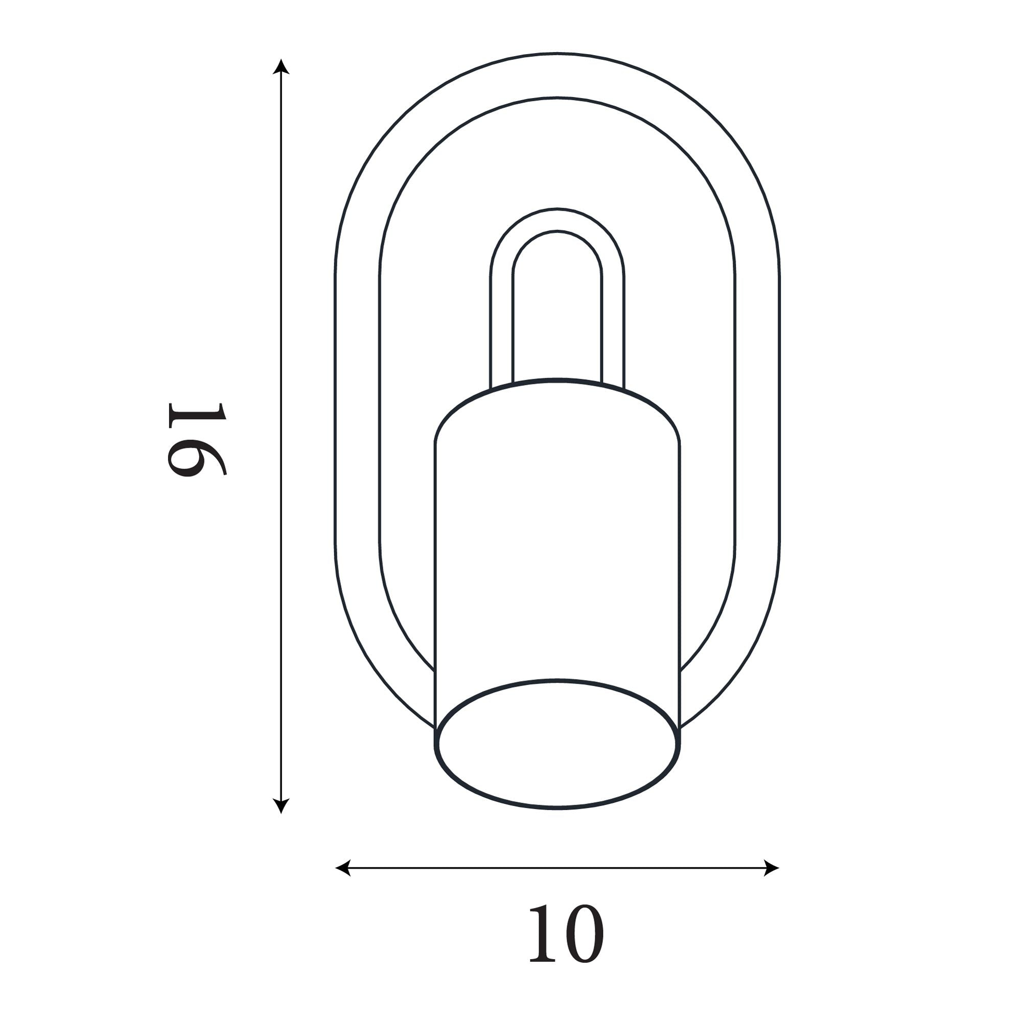 Technical dimension drawing of the San Diego wall light, 16cm high by 10cm wide