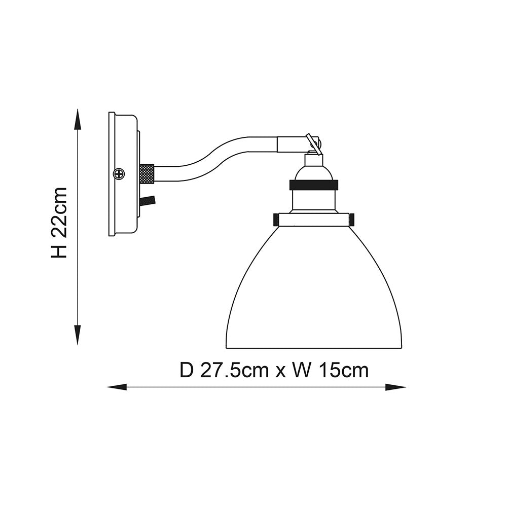 Endon Hansen Single Light Wall Light - Antique Brass Plate & Clear Glass