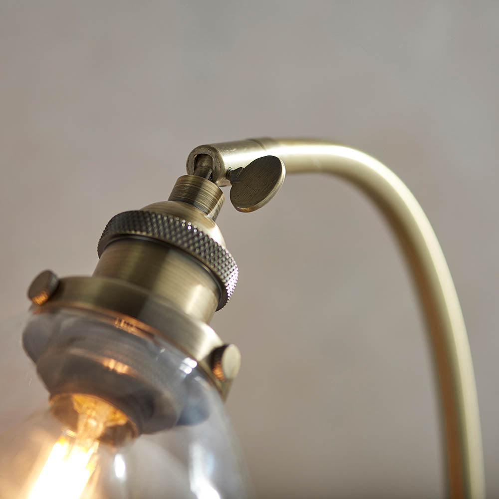 Endon Hansen Single Light Table Lamp - Antique Brass Plate & Clear Glass