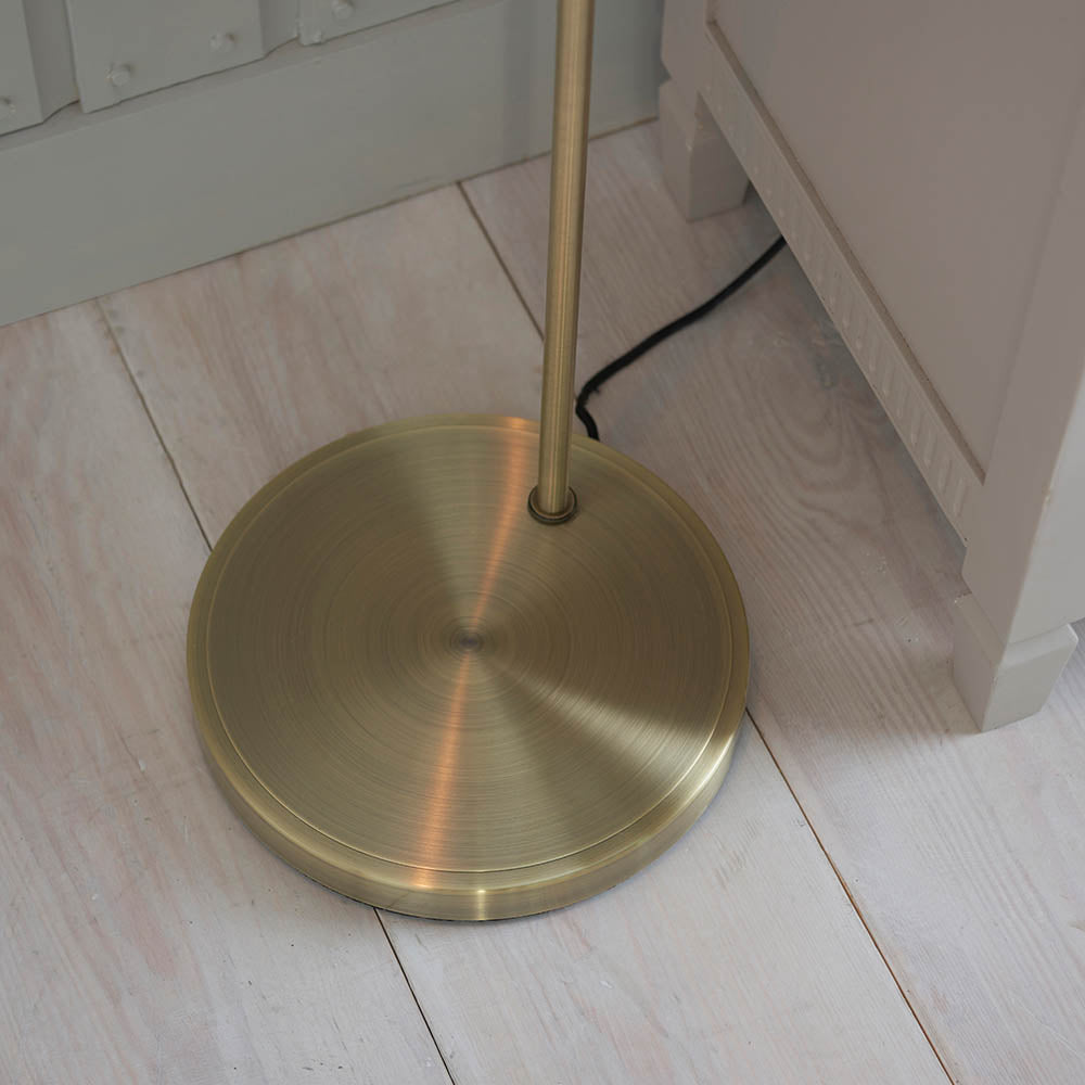 Endon Hansen Single Light Floor Lamp - Antique Brass Plate & Clear Glass