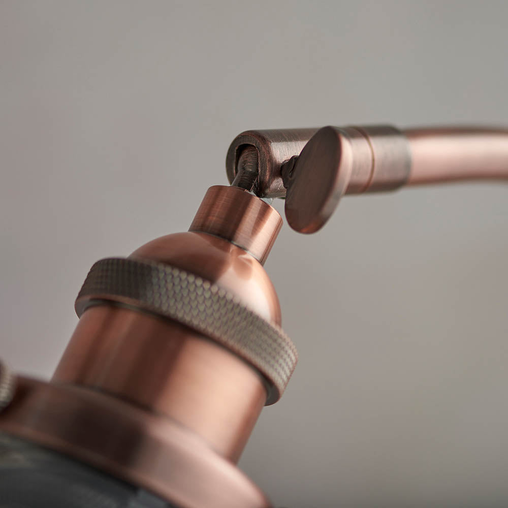 Endon Hansen Single Light Table Lamp - Aged Copper Plate & Clear Glass
