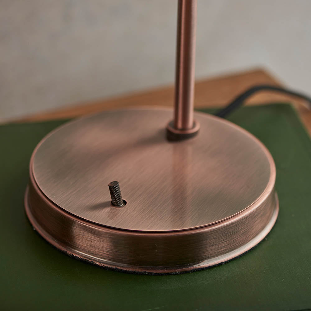 Endon Hansen Single Light Table Lamp - Aged Copper Plate & Clear Glass