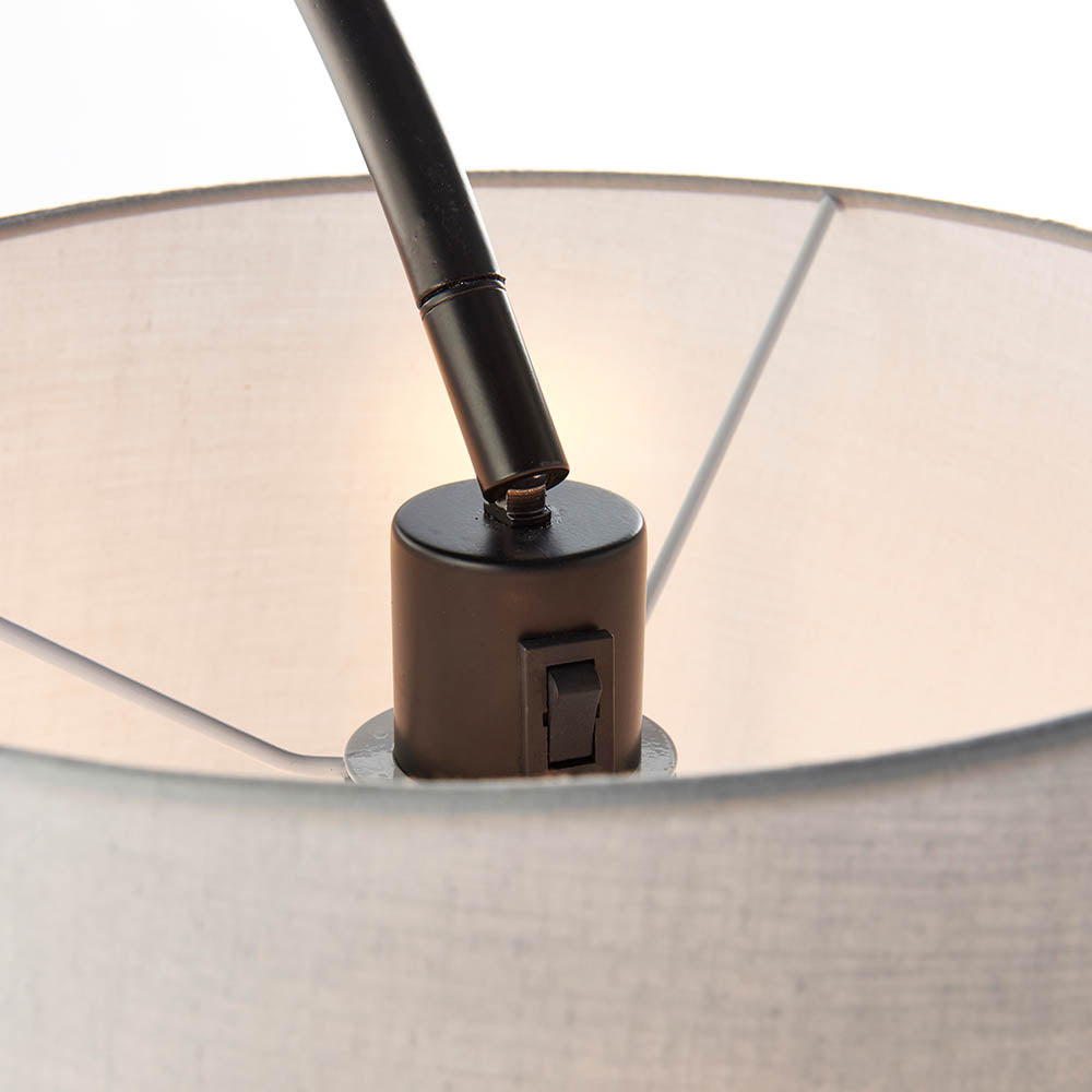 Endon Carlson Single Light Floor Lamp - Matt Black & Light Grey & Silver Fabric