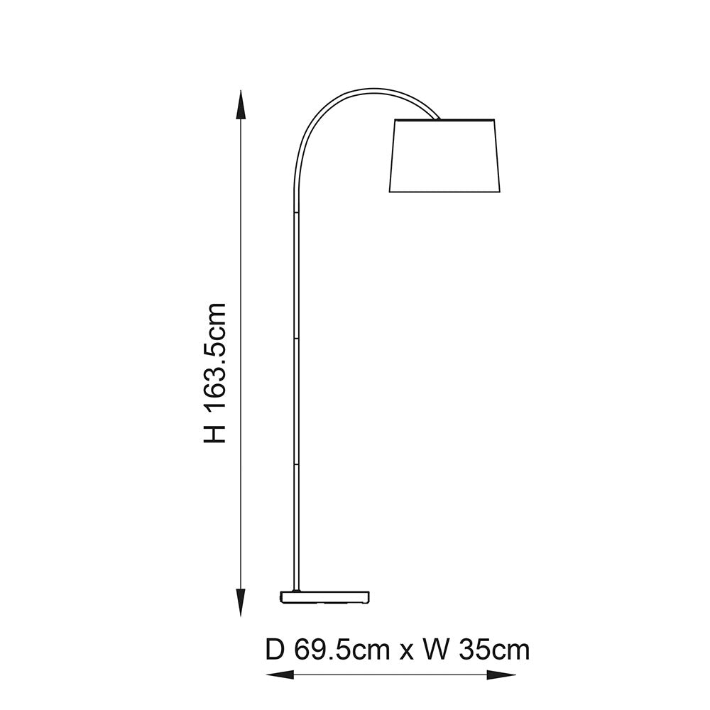 Endon Carlson Single Light Floor Lamp - Matt Black & Light Grey & Silver Fabric