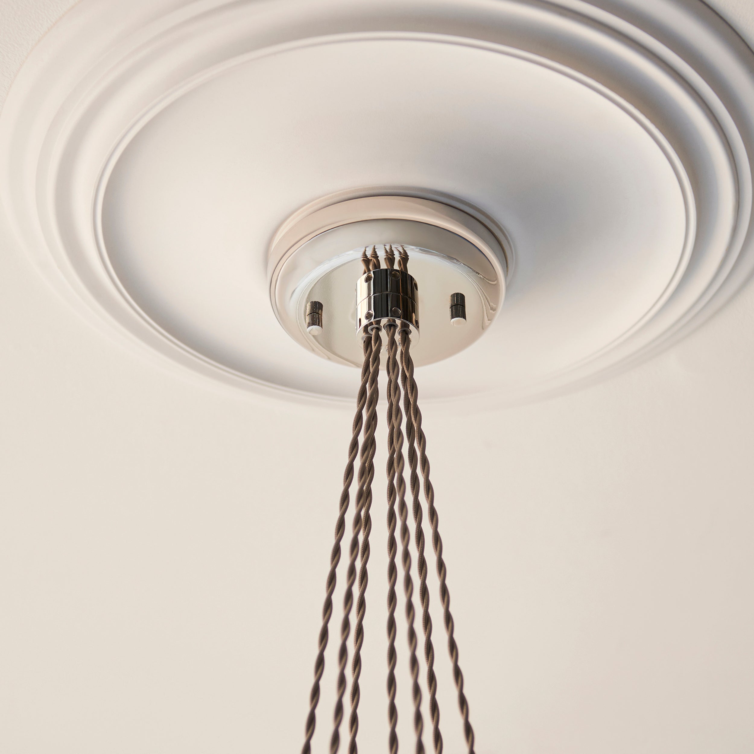 Utopia Finesse 7 Light Cluster Ceiling Pendant - Bright Nickel & Clear Glass