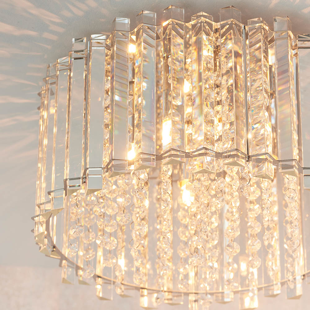 Endon Hanna 4 Light Flush Fitting - Clear Crystal & Chrome Plate