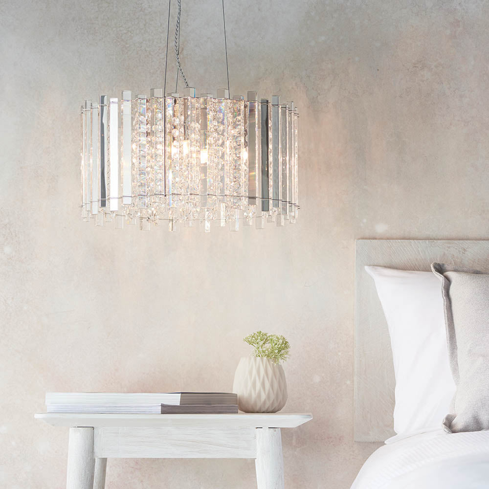 Endon Hanna 5 Light Pendant - Clear Crystal & Chrome Plate