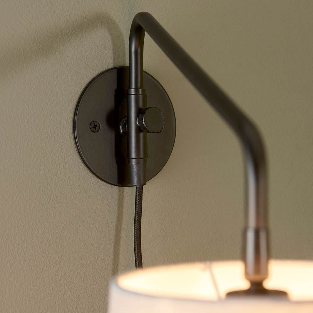 Endon Carlson Single Light Wall Light Small - Matt Black & Light Grey & Silver Fabric
