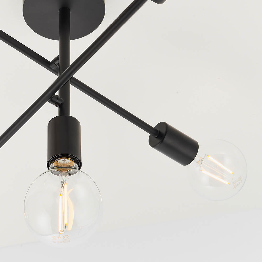 Endon Studio 5 Light Semi Flush Fitting - Matt Black