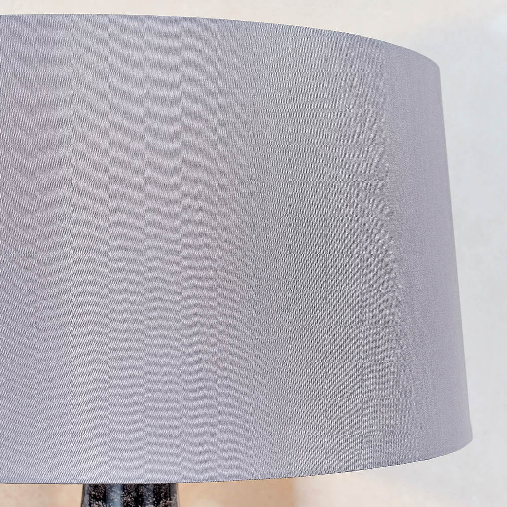 Endon Ilsa Single Light Table Lamp - Grey & Silver Black Painted Glass & Matt Nickel Plate