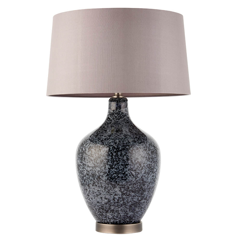 Endon Ilsa Single Light Table Lamp - Grey & Silver Black Painted Glass & Matt Nickel Plate