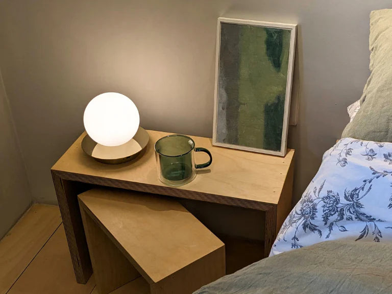 houseof. Opal Disk Rechargeable Table Lamp - Brass