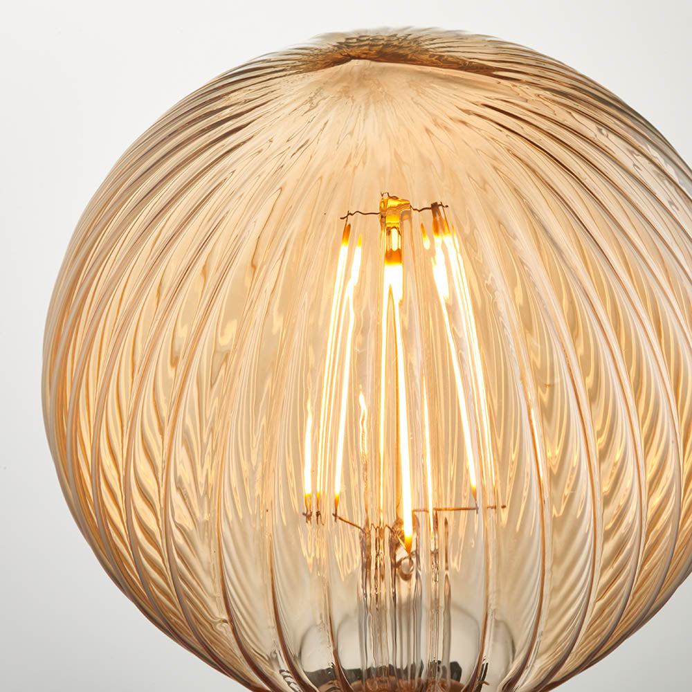 Endon Ribb Single E27 LED 4W Bulb - 2000K - Non-Dimmable - Amber Glass