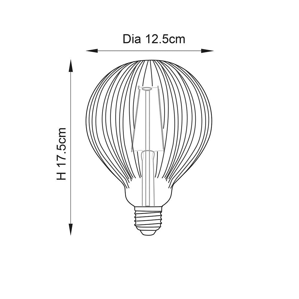 Endon Ribb Single E27 LED 4W Bulb - 2000K - Non-Dimmable - Amber Glass