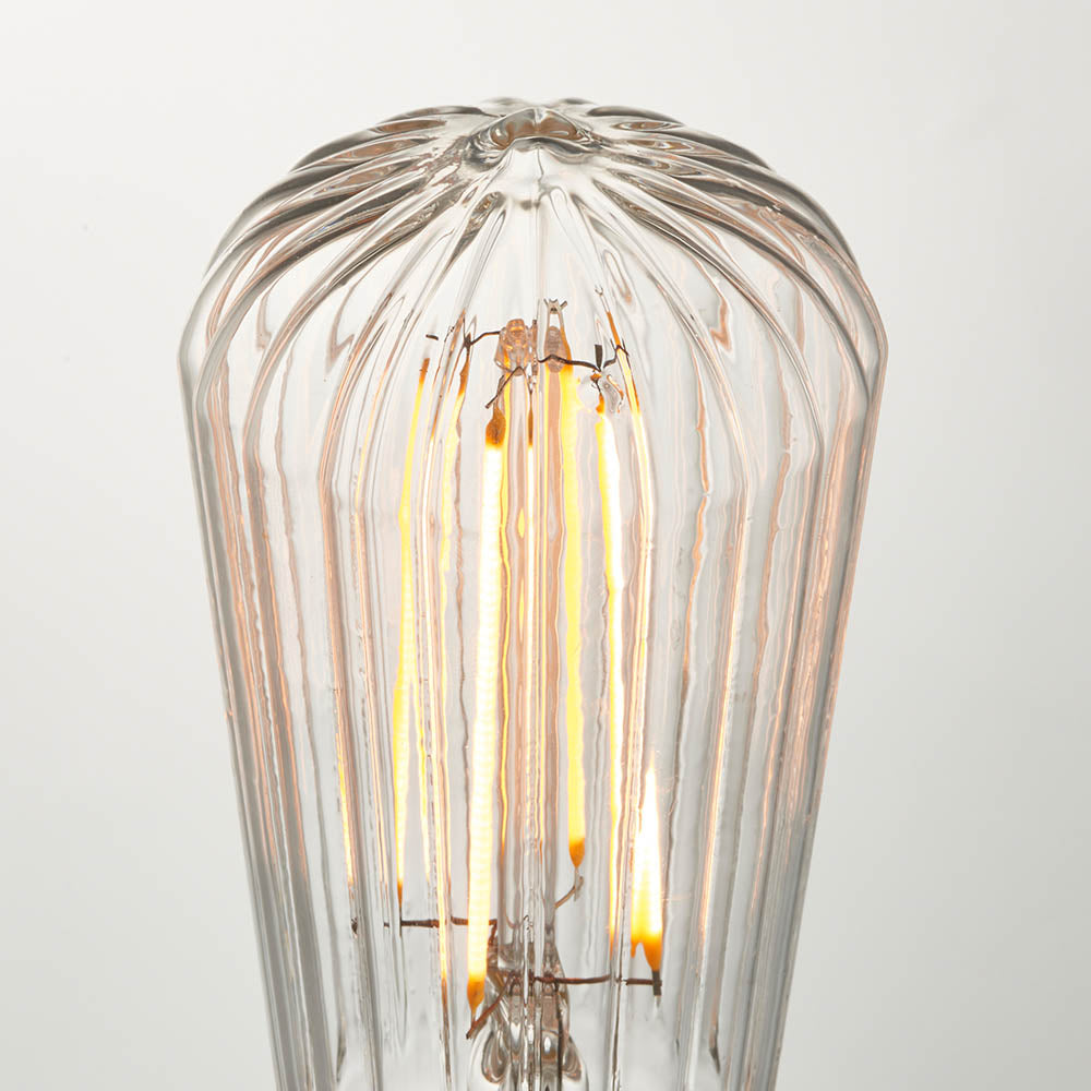 Endon Ribb Pear Single E27 LED 4W Bulb - 2200K - Non-Dimmable - Clear Glass
