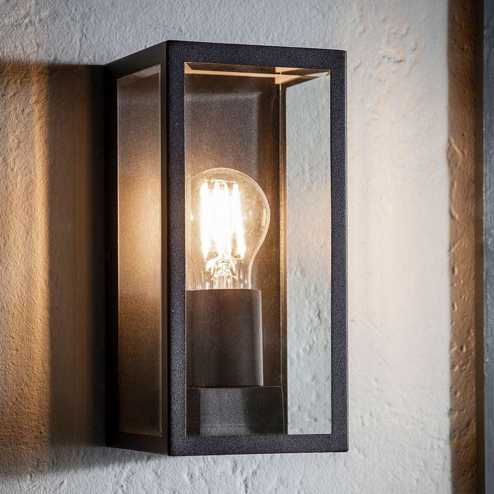 Endon Oxford Single Light Wall Light - Matt Black & Clear Glass