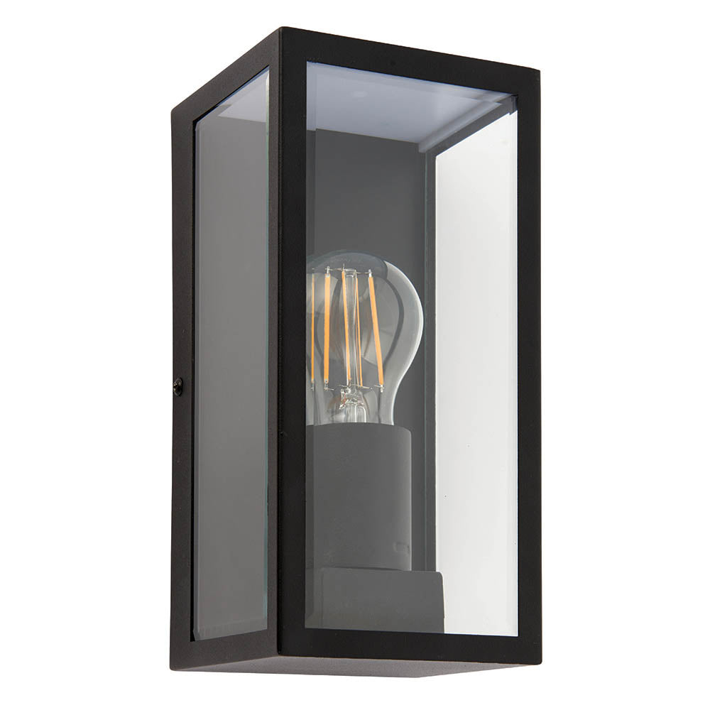 Endon Oxford Single Light Wall Light - Matt Black & Clear Glass