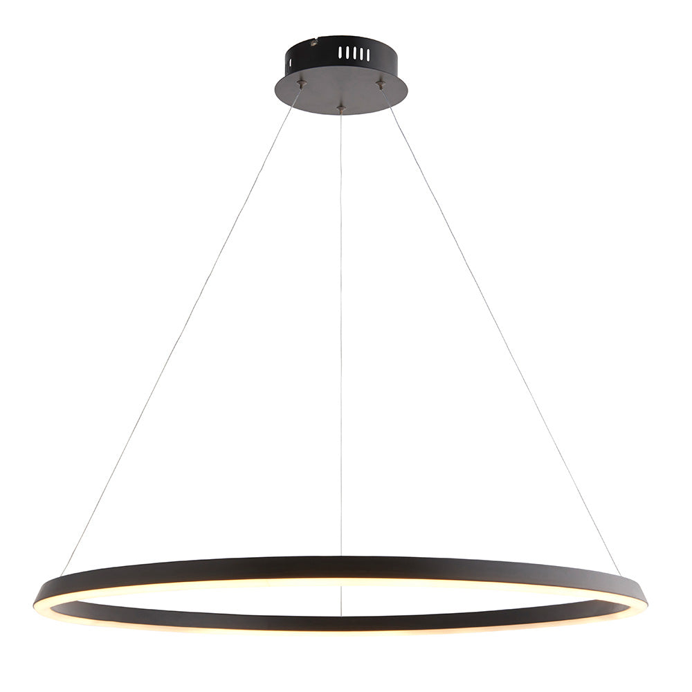 Endon Staten Single Light Pendant - Matt Black & White Silicone
