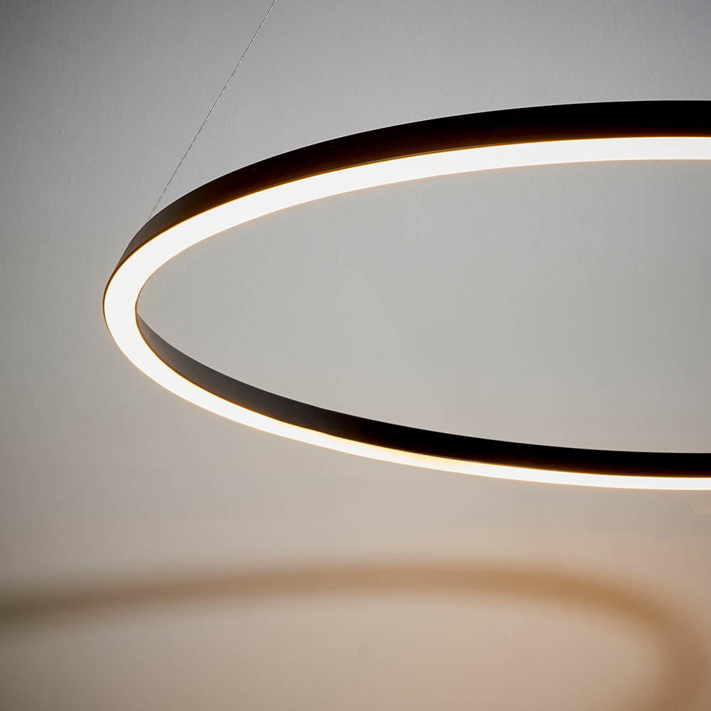 Endon Staten Single Light Pendant - Matt Black & White Silicone
