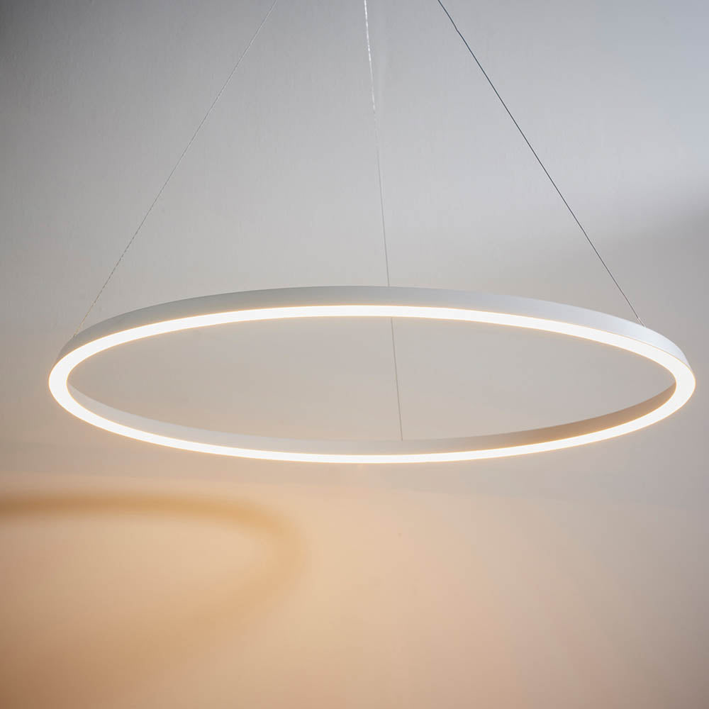 Endon Staten Single Light Pendant - Matt White Paint & White Silicone