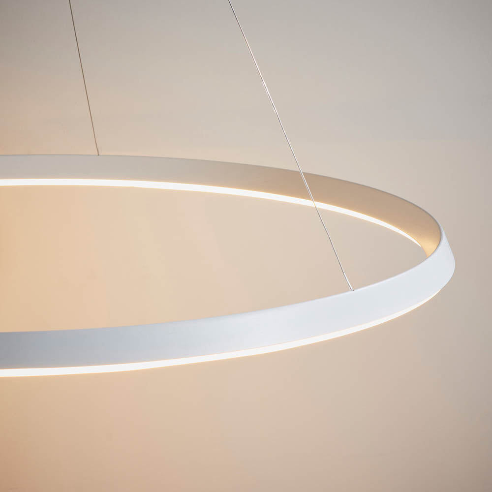 Endon Staten Single Light Pendant - Matt White Paint & White Silicone