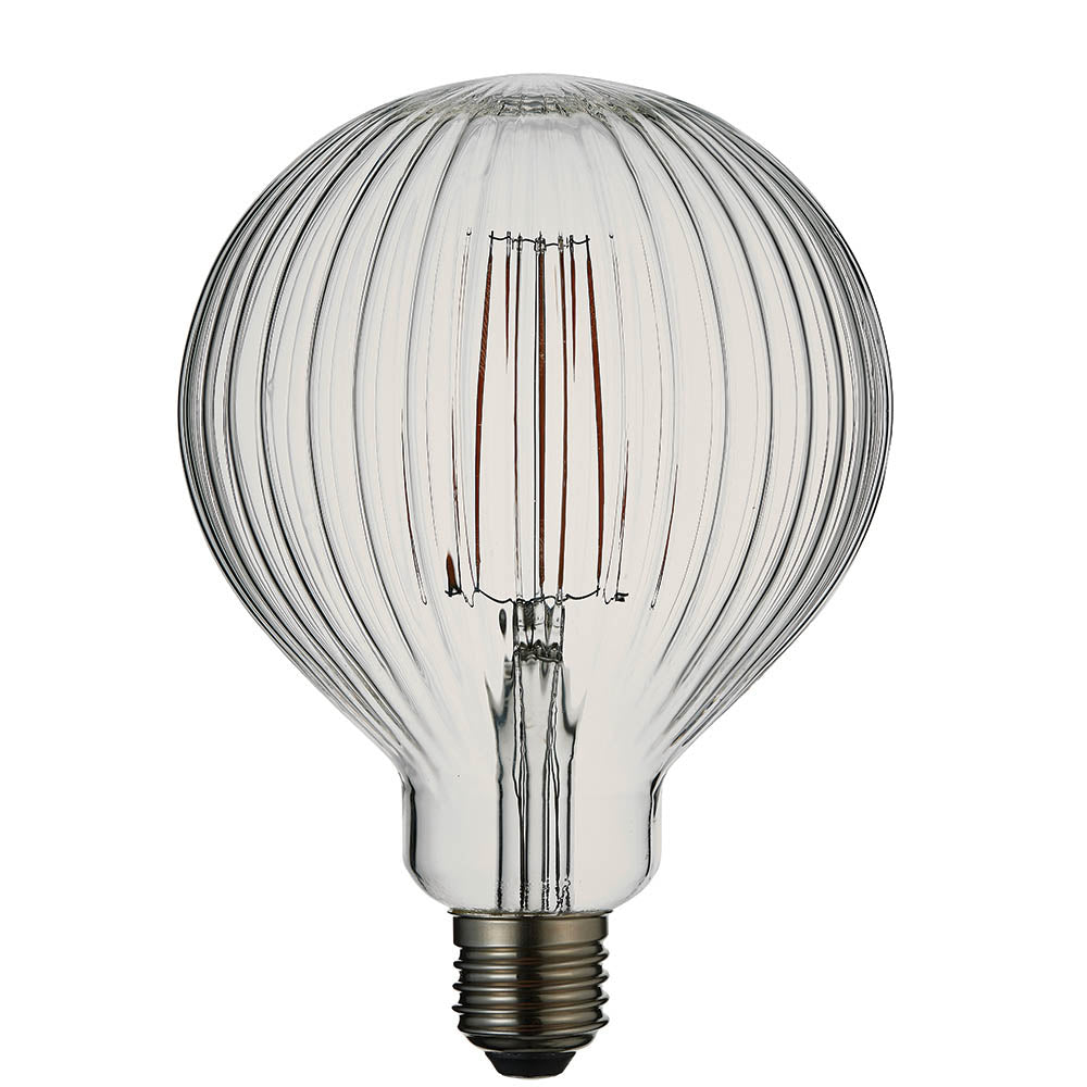 Endon Ribb Single E27 LED 4W Bulb - 2200K - Non-Dimmable - Clear Glass