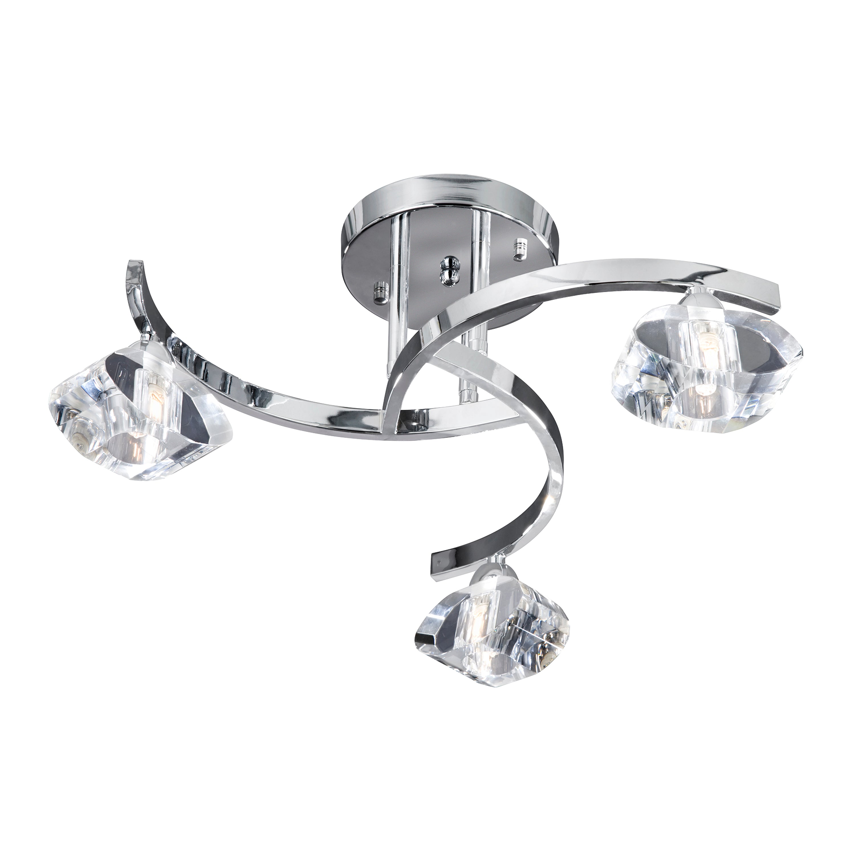 Searchlight Selborne Chrome 3 Light Curved Semi-Flush Fitting With Clear Glass