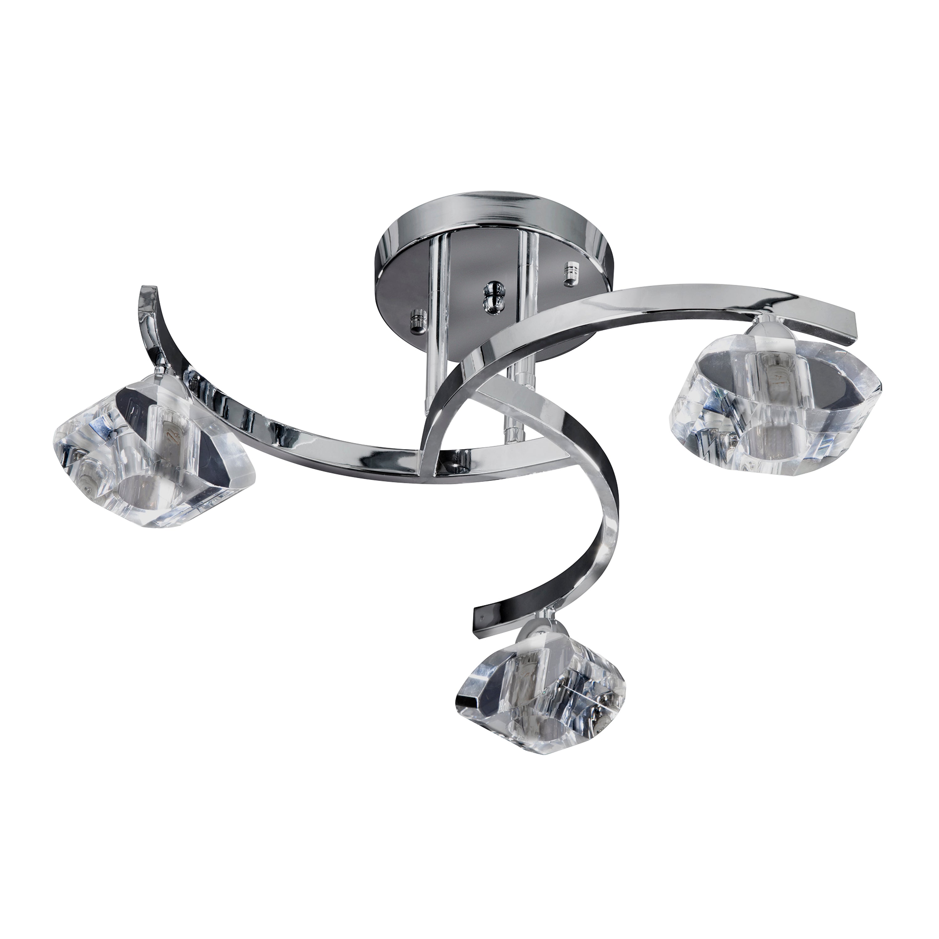 Searchlight Selborne Chrome 3 Light Curved Semi-Flush Fitting With Clear Glass