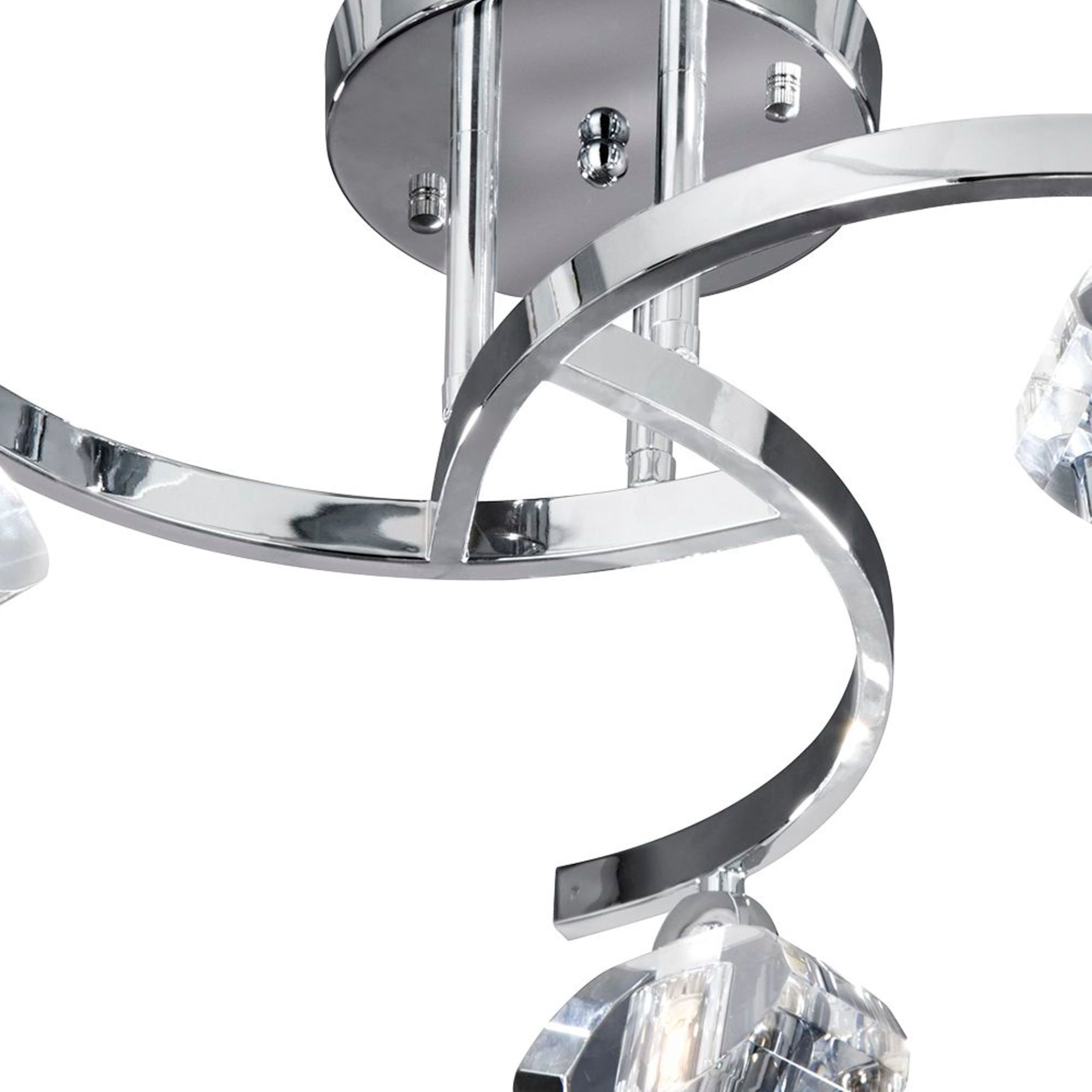 Searchlight Selborne Chrome 3 Light Curved Semi-Flush Fitting With Clear Glass