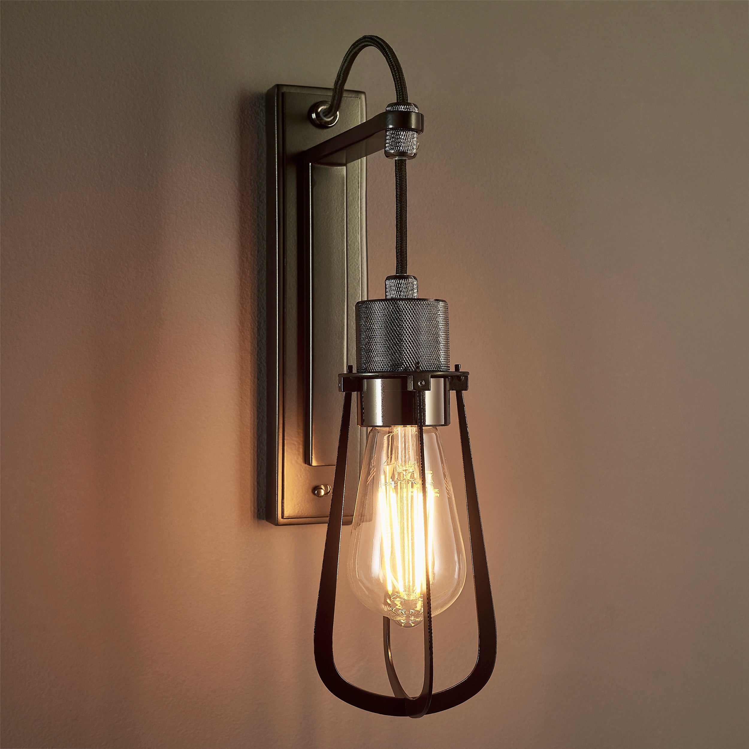 Endon Metallic Wall Light - Black Chrome
