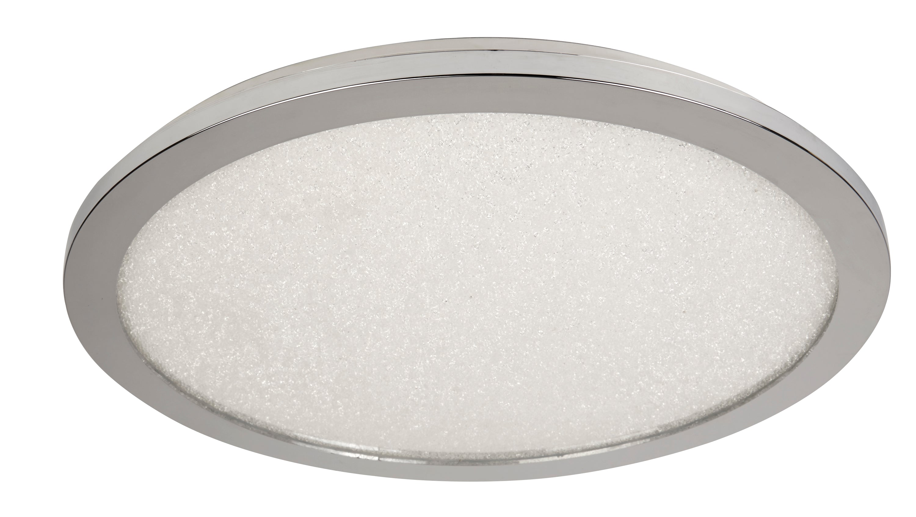 Searchlight LED Flush Ceiling Light, Diameter 40cm, Chrome And Crystal Sand, IP44