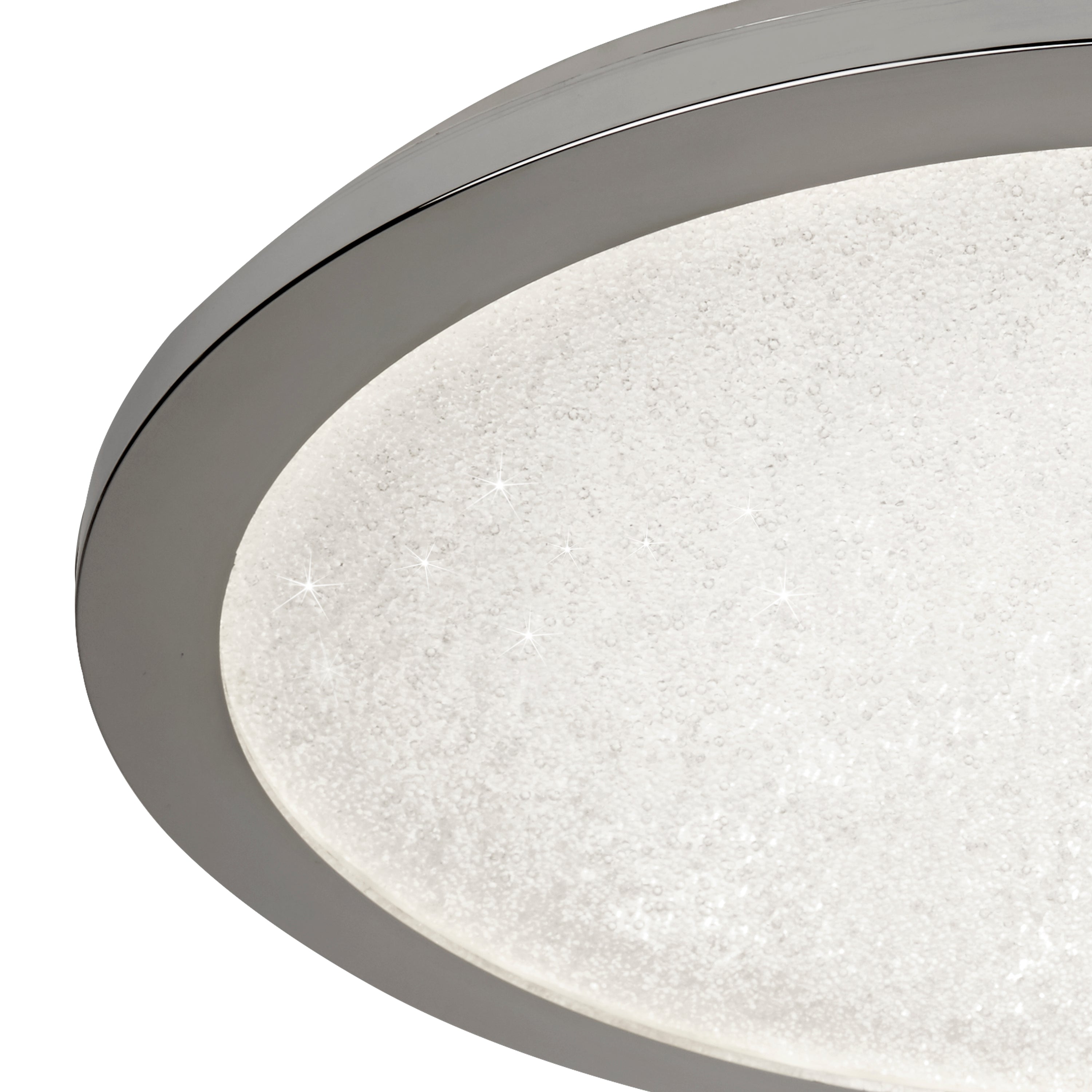 Searchlight Saxon LED Flush - Chrome & Crystal Sand - IP44