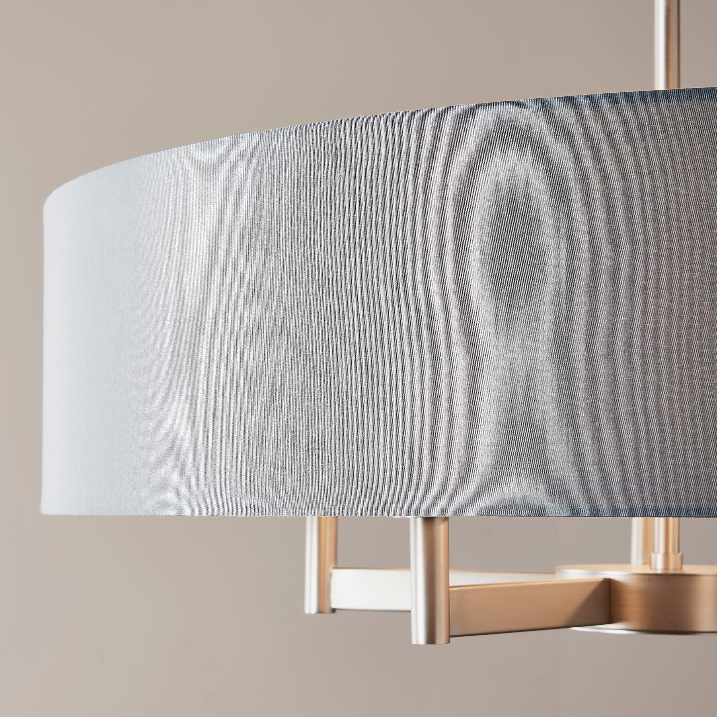 Endon Grande 5 Light Pendant Chandelier - Matt Nickel And Grey Shade - 80cm Diameter