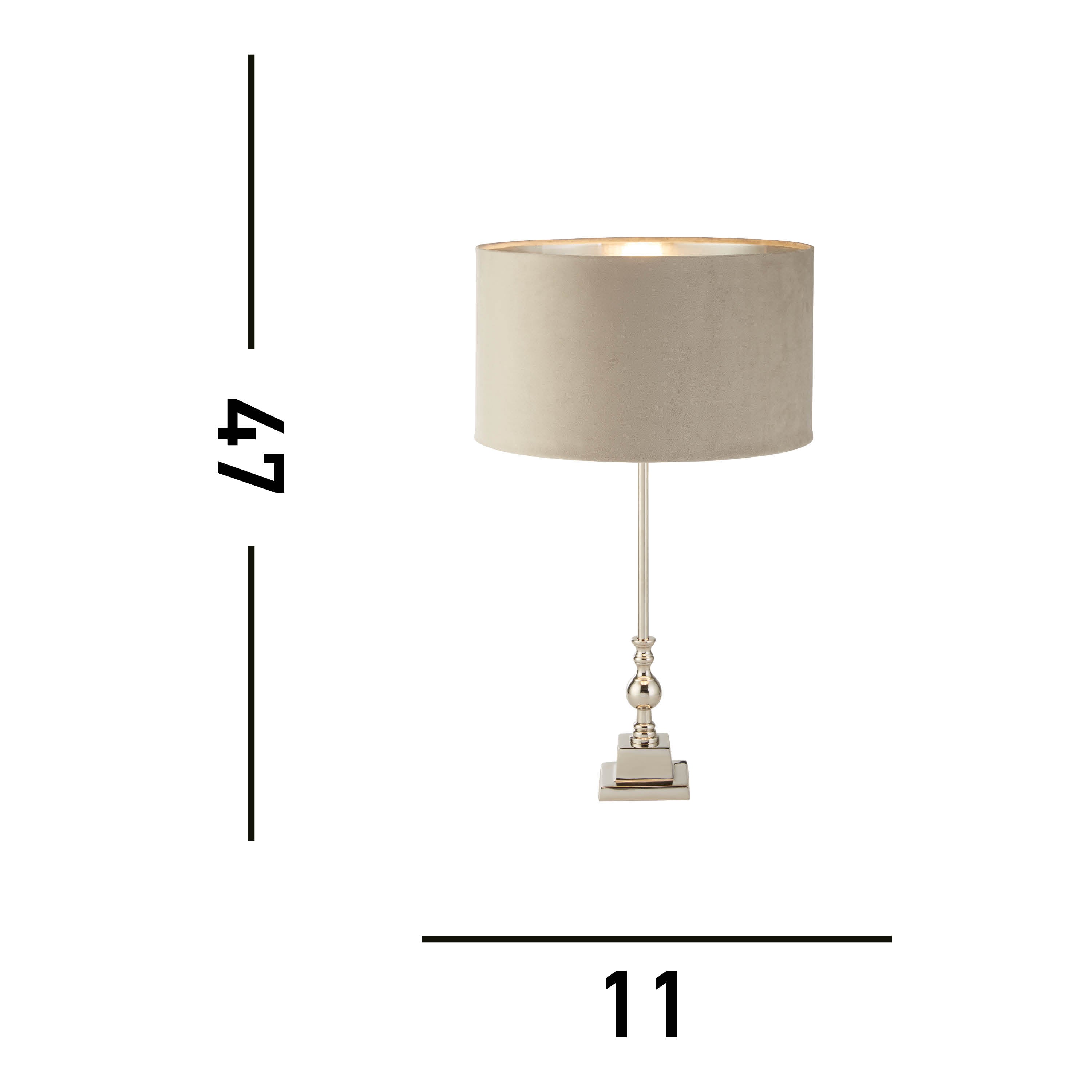 Searchlight Woodside Table Lamp - Chrome & Taupe Velvet Shade