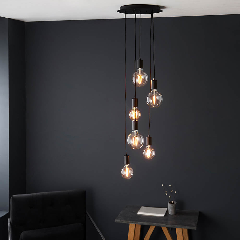 Endon Studio 6 Light Pendant - Matt Black