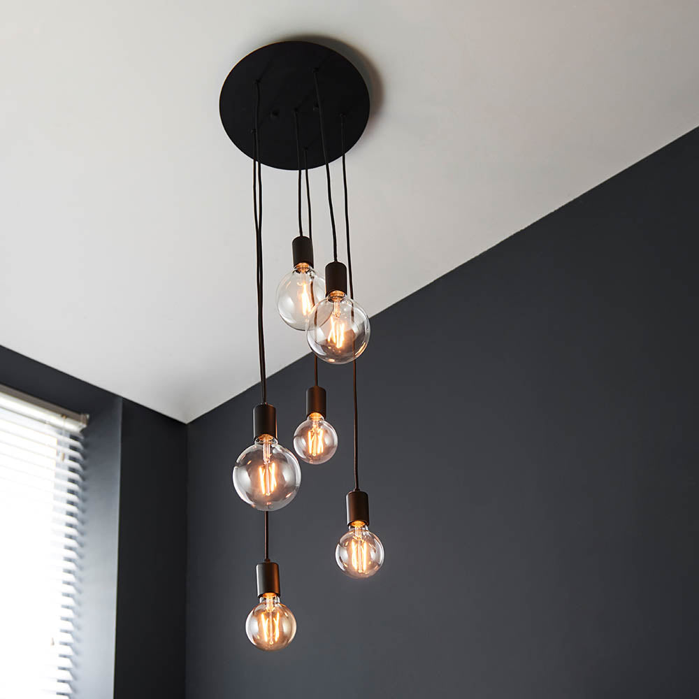 Endon Studio 6 Light Pendant - Matt Black