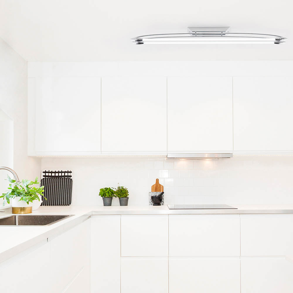 Endon Harper LED 2 Light Medium Flush Fitting - Chrome Plate & Opal Glass