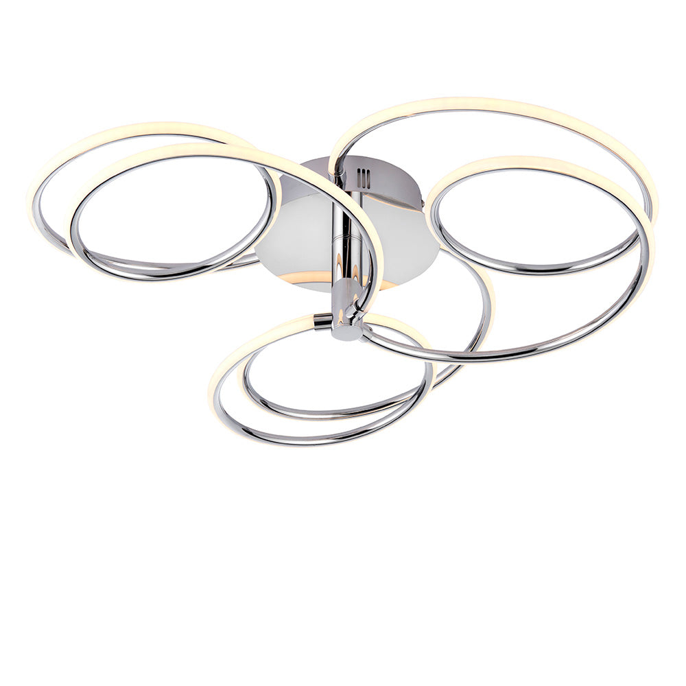 Endon Eterne 3 Light Semi Flush Fitting - Chrome Plate & White Silicone