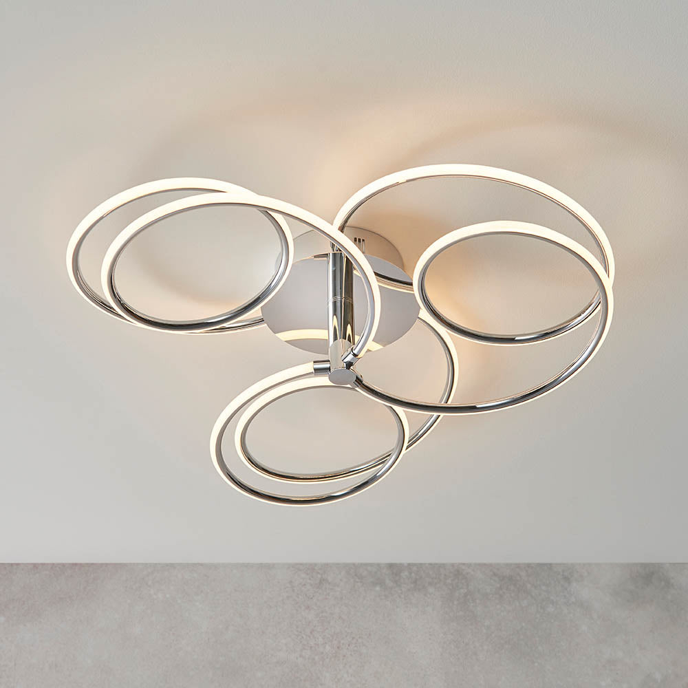 Endon Eterne 3 Light Semi Flush Fitting - Chrome Plate & White Silicone
