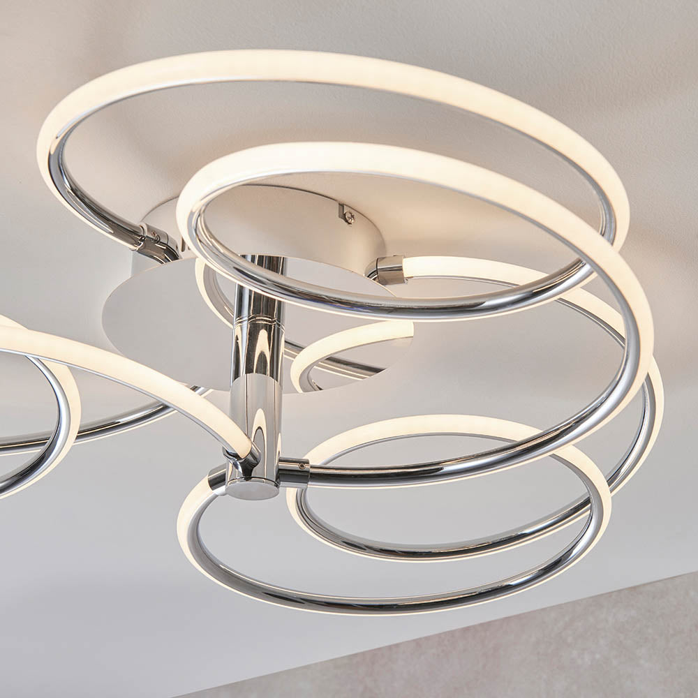 Endon Eterne 3 Light Semi Flush Fitting - Chrome Plate & White Silicone