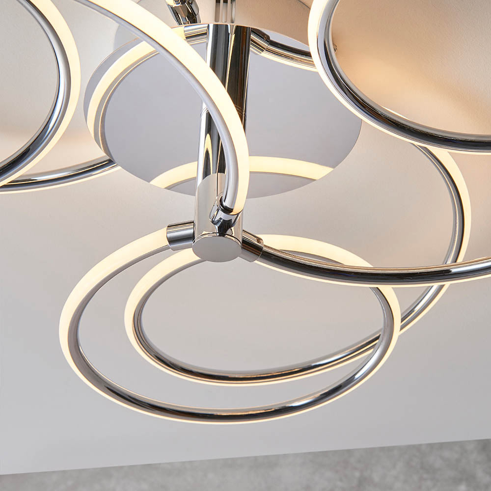 Endon Eterne 3 Light Semi Flush Fitting - Chrome Plate & White Silicone