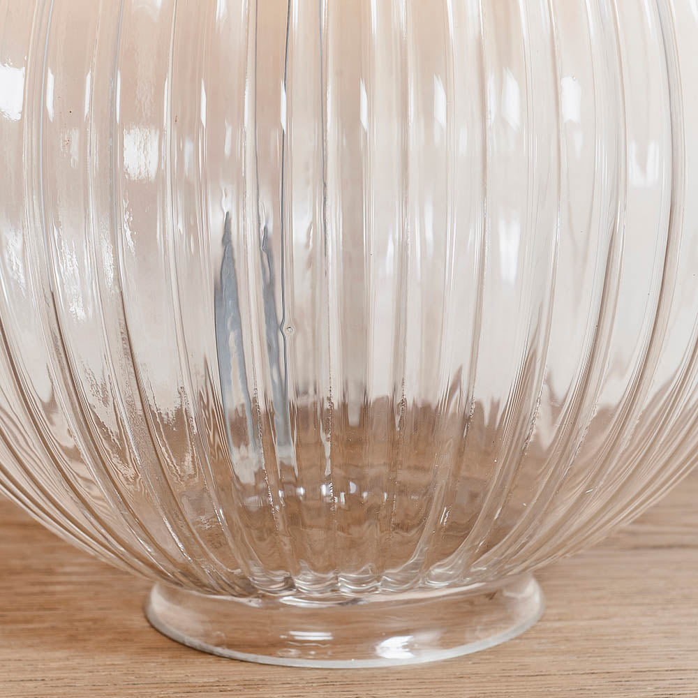 Endon Jemma Single Light Table Lamp Base - Clear Ribbed Glass & Satin Nickel Plate - Base Only