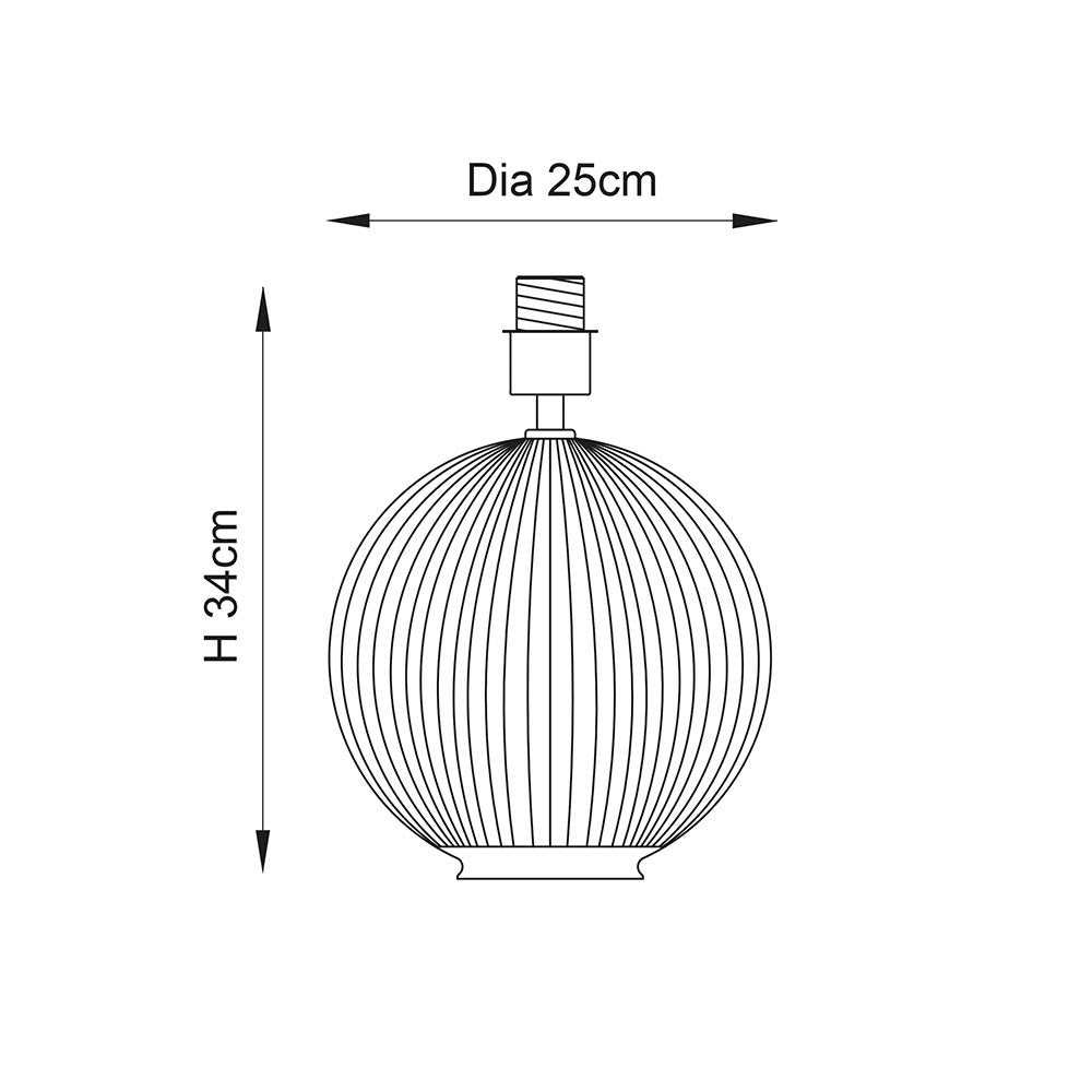 Endon Jemma Single Light Table Lamp Base - Clear Ribbed Glass & Satin Nickel Plate - Base Only
